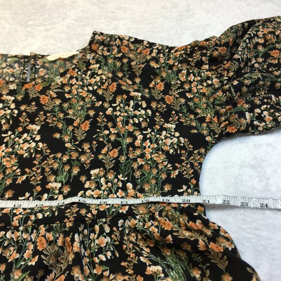Solitaire Dress Size L Womans Black Floral Balloon Sleeve Embroidered Flowy Boho - Picture 14 of 15
